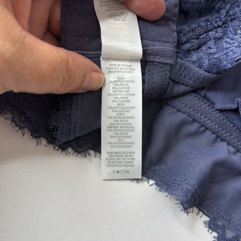 Aerie Eyelash Lash Lace Padded Bralette Navy Blue XL - Picture 12 of 12
